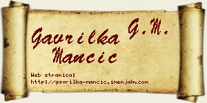 Gavrilka Mančić vizit kartica